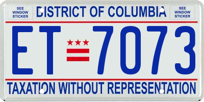 DC license plate ET7073