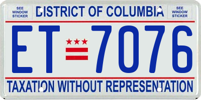 DC license plate ET7076
