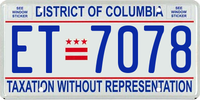 DC license plate ET7078