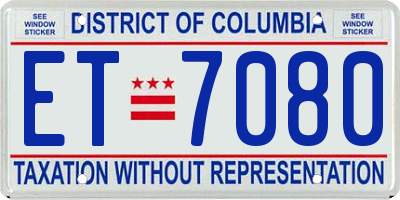 DC license plate ET7080