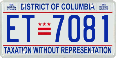 DC license plate ET7081
