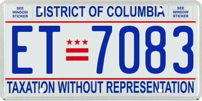 DC license plate ET7083