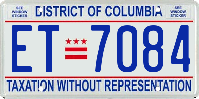 DC license plate ET7084