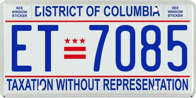 DC license plate ET7085