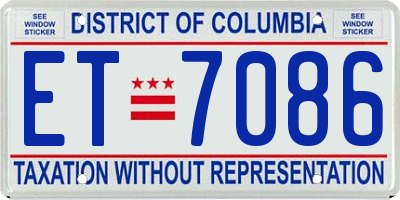 DC license plate ET7086