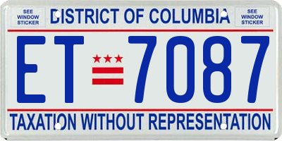DC license plate ET7087