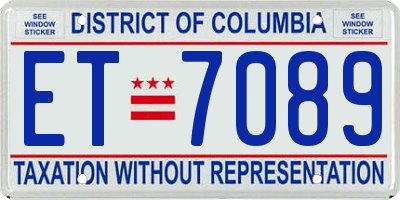 DC license plate ET7089