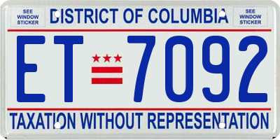 DC license plate ET7092