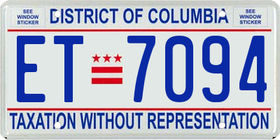 DC license plate ET7094