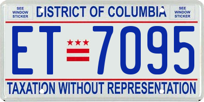 DC license plate ET7095