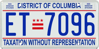 DC license plate ET7096