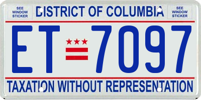 DC license plate ET7097