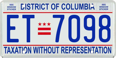 DC license plate ET7098