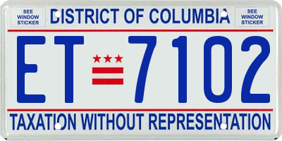 DC license plate ET7102