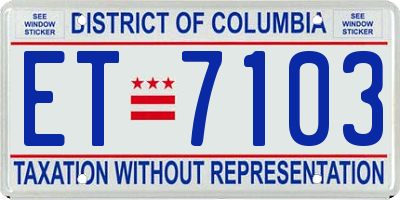 DC license plate ET7103