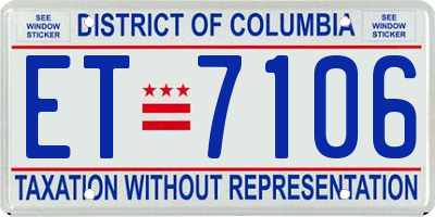 DC license plate ET7106