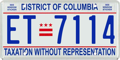 DC license plate ET7114