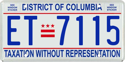 DC license plate ET7115