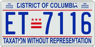 DC license plate ET7116