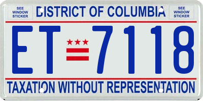 DC license plate ET7118