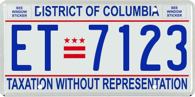 DC license plate ET7123