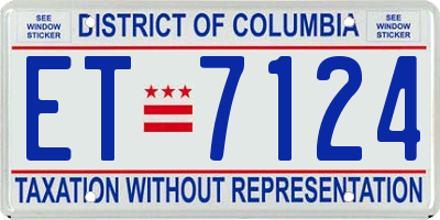 DC license plate ET7124