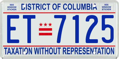 DC license plate ET7125