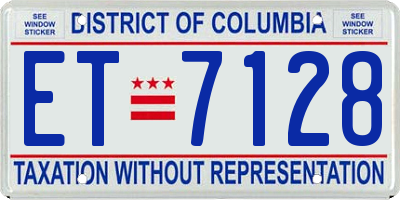 DC license plate ET7128