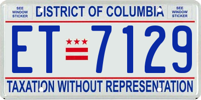 DC license plate ET7129