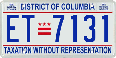 DC license plate ET7131