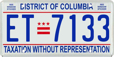 DC license plate ET7133