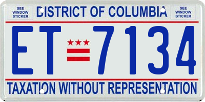 DC license plate ET7134
