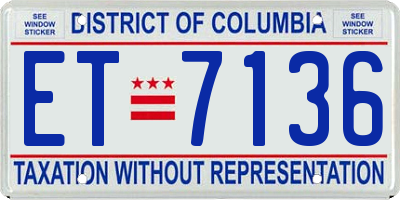 DC license plate ET7136