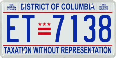DC license plate ET7138