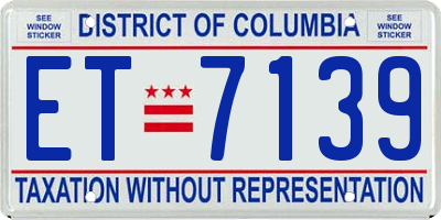 DC license plate ET7139