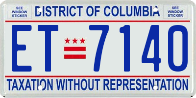 DC license plate ET7140
