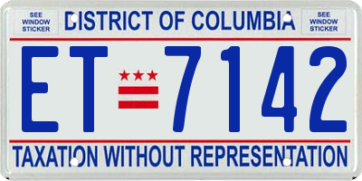 DC license plate ET7142