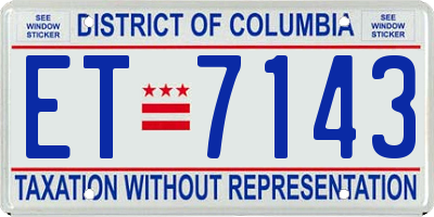 DC license plate ET7143