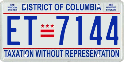 DC license plate ET7144