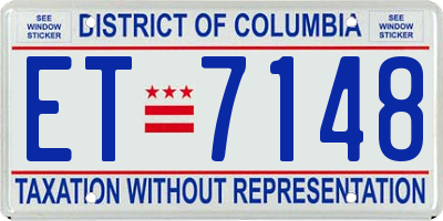 DC license plate ET7148