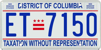 DC license plate ET7150