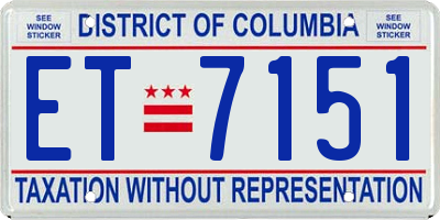 DC license plate ET7151