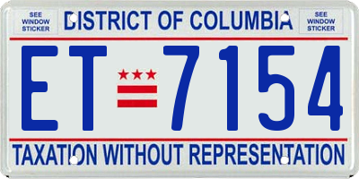DC license plate ET7154