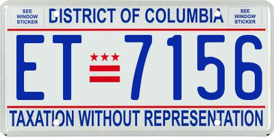 DC license plate ET7156