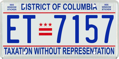 DC license plate ET7157