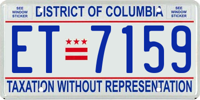 DC license plate ET7159
