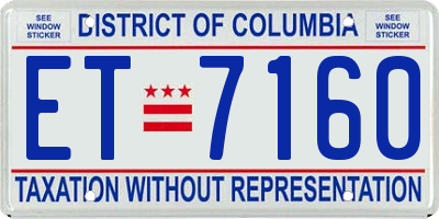 DC license plate ET7160