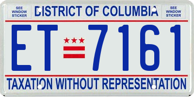 DC license plate ET7161