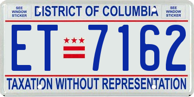 DC license plate ET7162