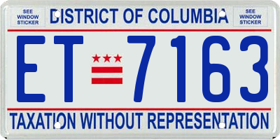 DC license plate ET7163